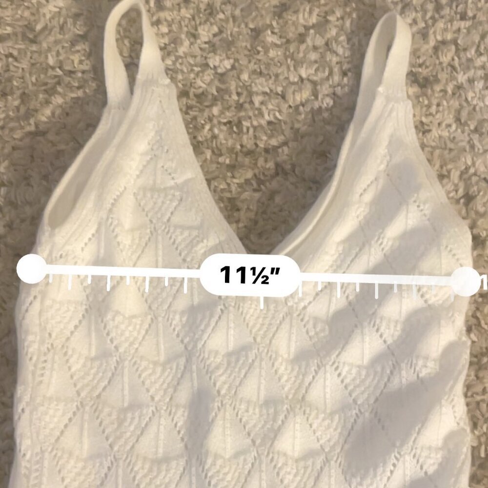 Willow & Wind White Textured Knit Midi Dress XS Spaghetti Strap V Neck Lined - Picture 6 of 9